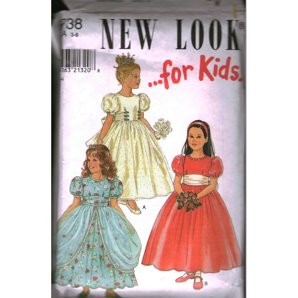 New Look 6738 Sewing Pattern Kids Special Occasion Flower Girl Dress Size 3-5